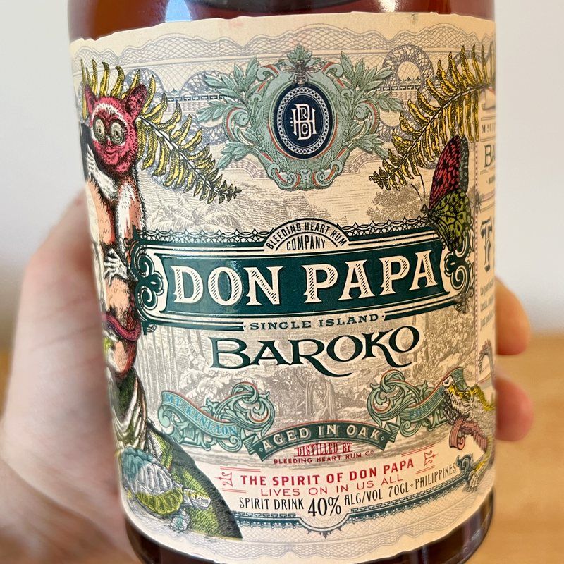 detail láhve Don Papa Baroko 40%