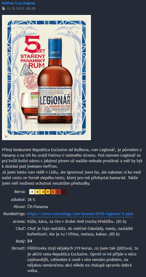 Heffron rum 5yo Original - hodnocení na whisky.nethar.cz