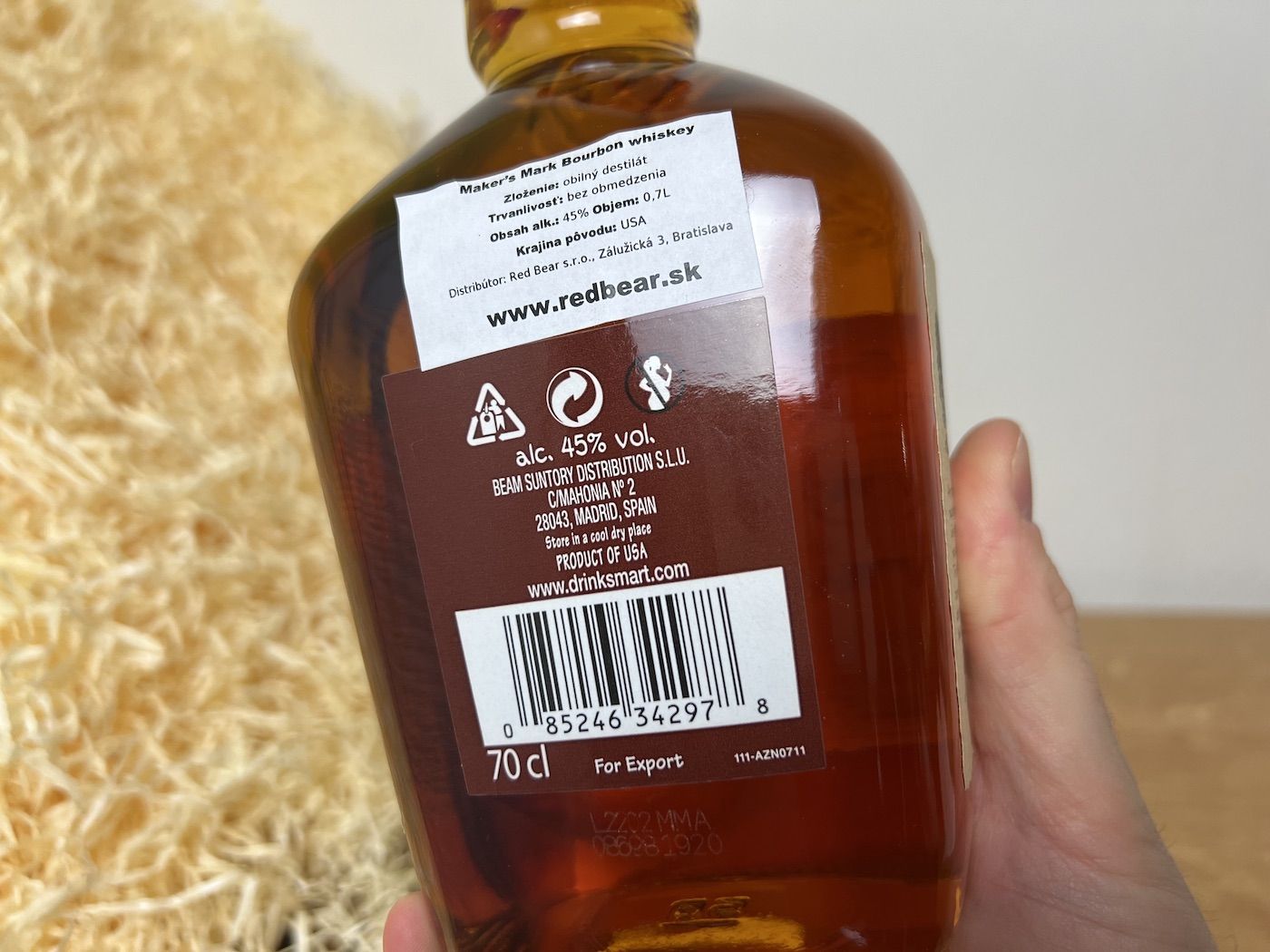 Maker's Mark Bourbon - detail na zadní etiketu láhve