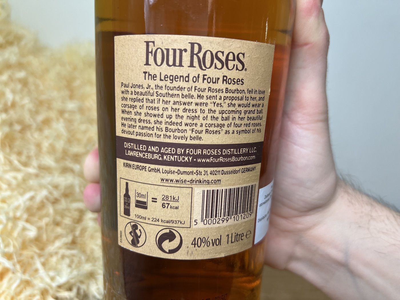 Four Roses Bourbon - detail na zadní etiketu