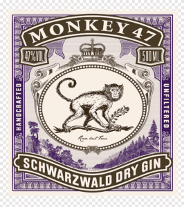 Monkey 47 Schwarzwald Dry gin - etiketa z láhve (detail)