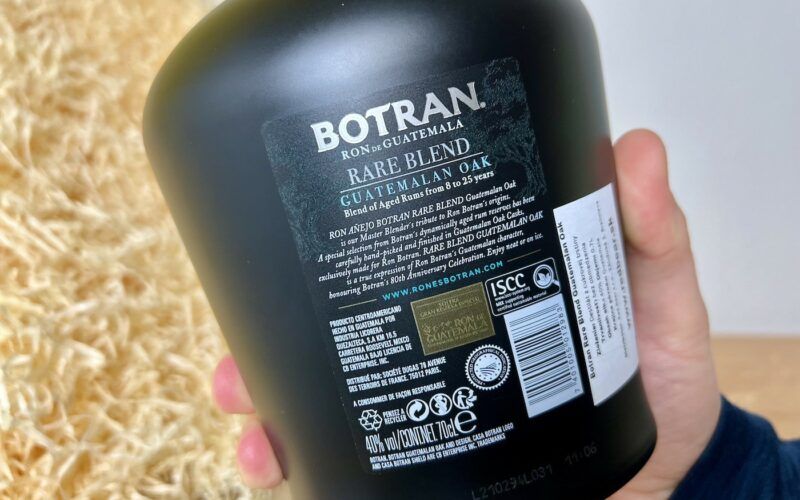 zadní etiketa Botran Rare Blend Guatemalan Oak Limited Edition