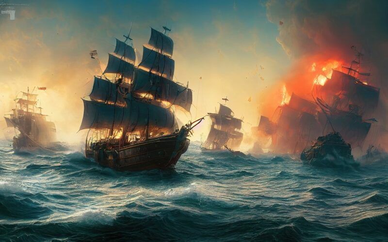 Pirátské lodě v bojové akci