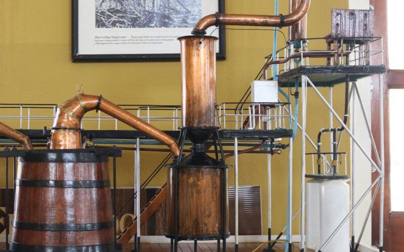 Model destilačního zařízení Demerara Distillers - Versailles single wooden pot still