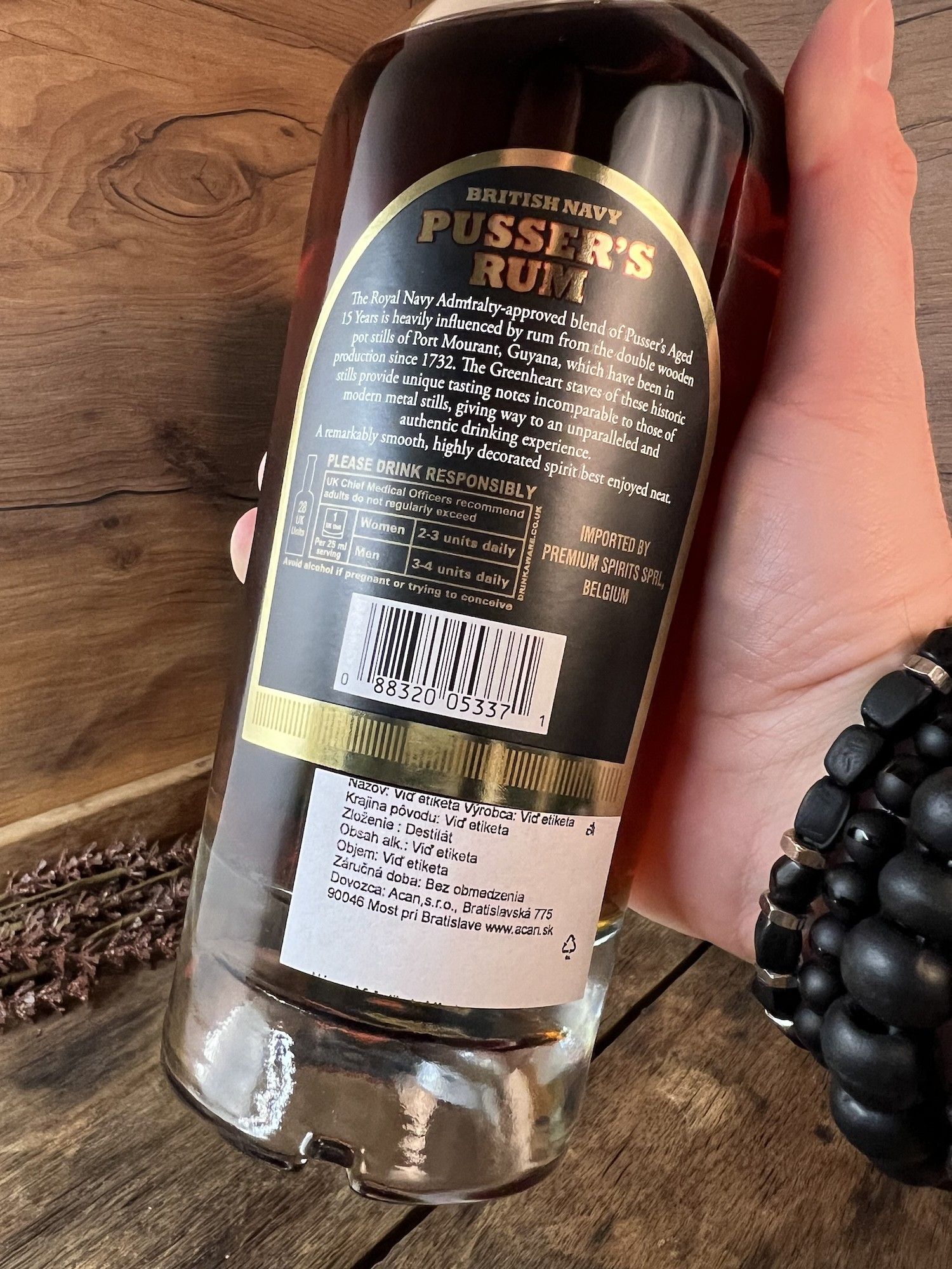 Pusser's Rum 15 detail zadní etikety